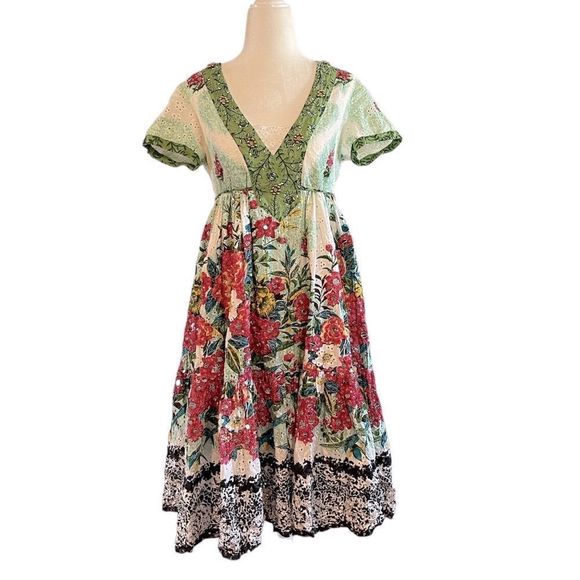 Twin-Set Simona Barbieri Embellished Eyelet Floral Babydoll Dress | SZ M - Picture 4 of 17